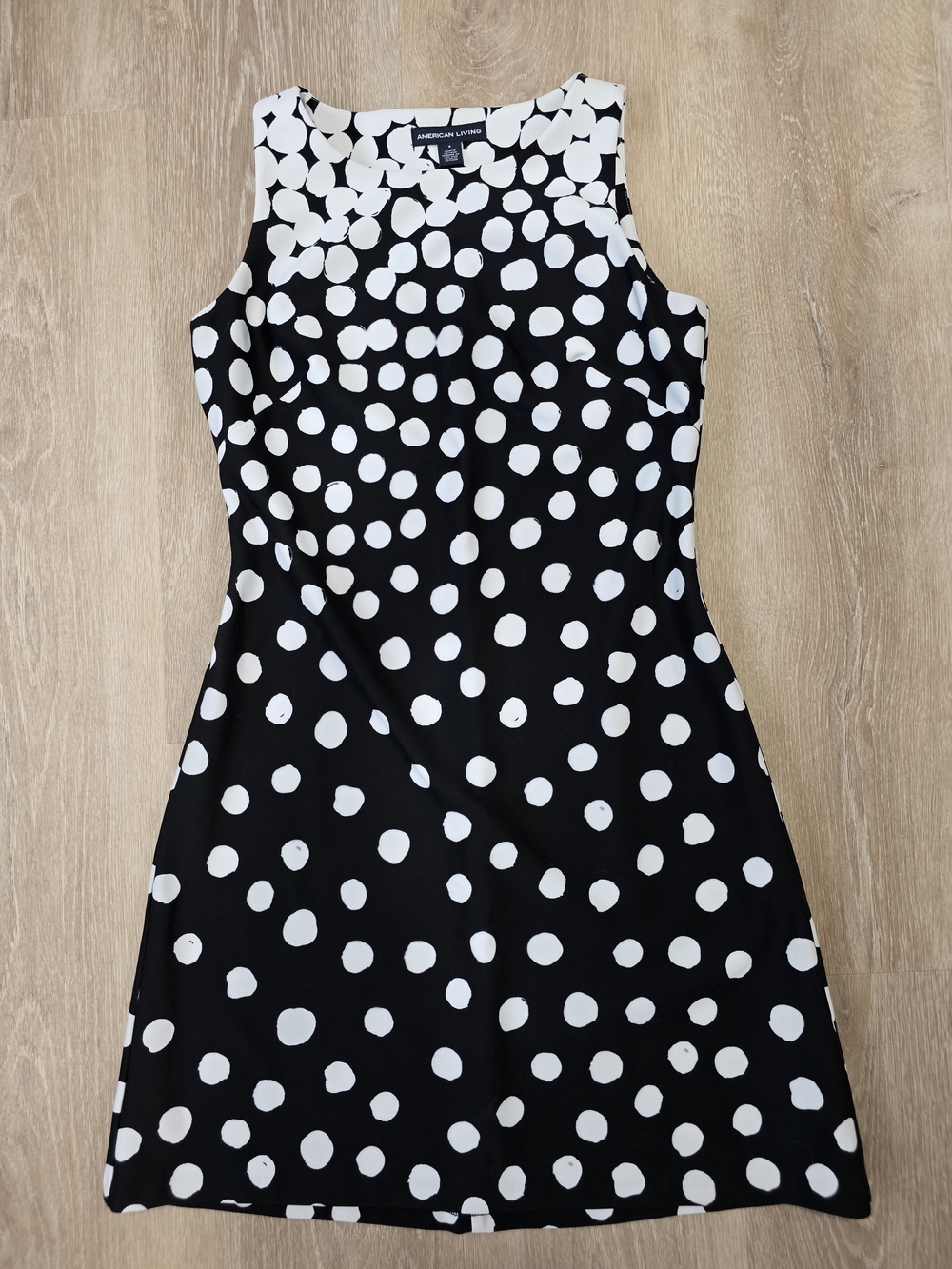 American Living Black and White Polka Dot Sleeveless Midi Dress